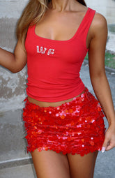 Catch Me Later Rib Tank Red