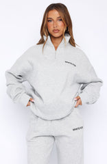 Core Classic Zip Front Sweater Dark Grey Marle