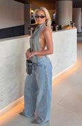 Just My Type Mid Rise Wide Leg Jeans Light Blue