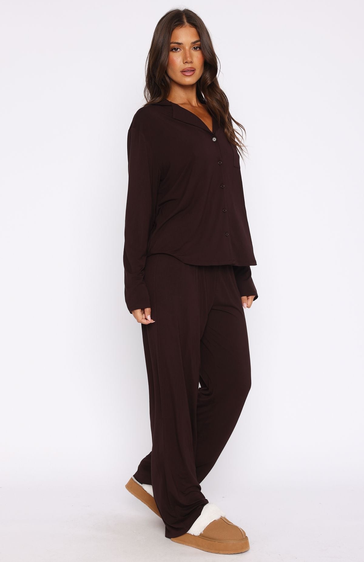 Pillow Talk Long Sleeve Pyjama Set Chocolate