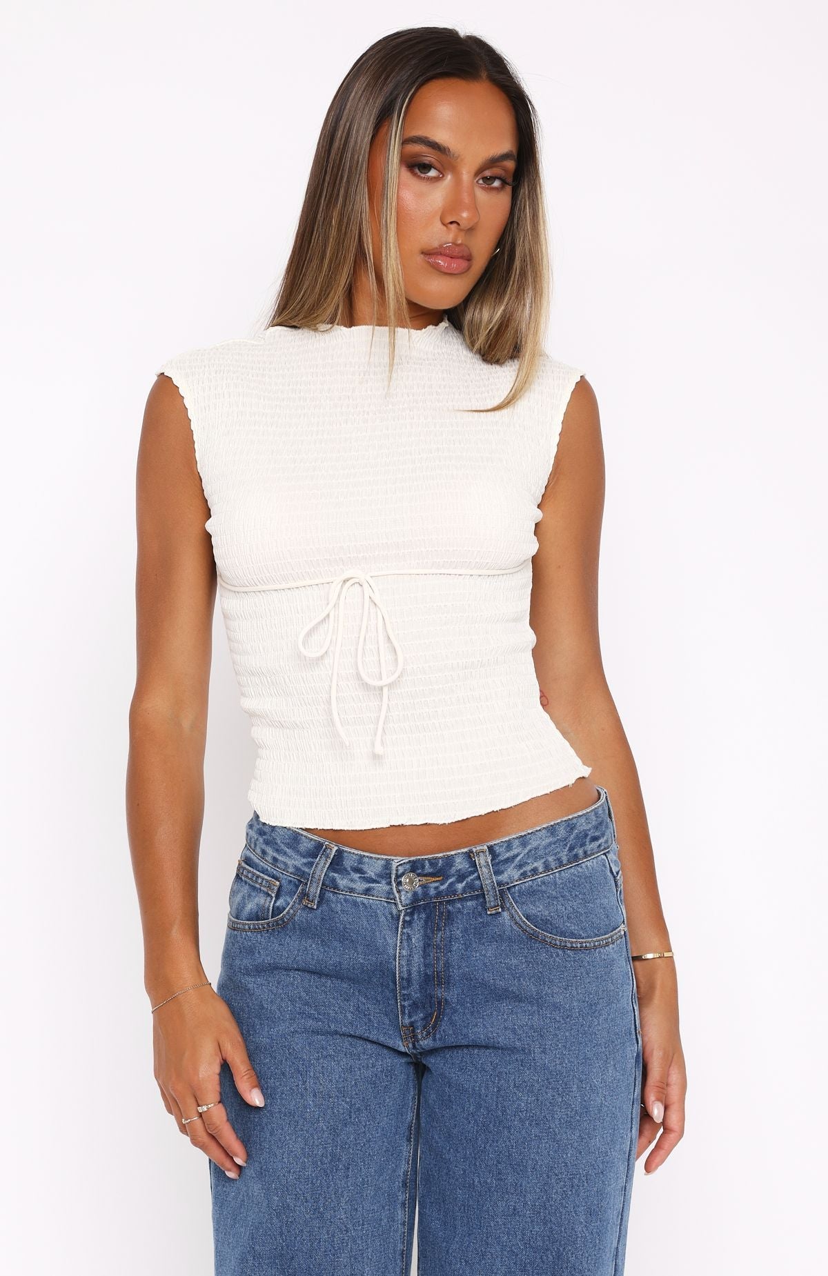 Too Many Faces Top Off White