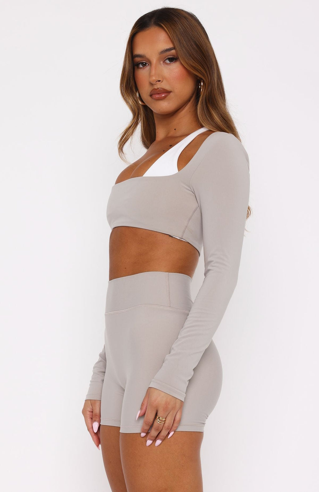 Keep Up High Waisted Shorts 4 Pebble