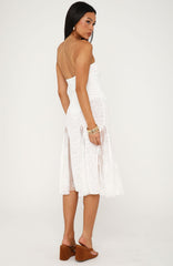 Delicate Habit Strapless Midi Dress White