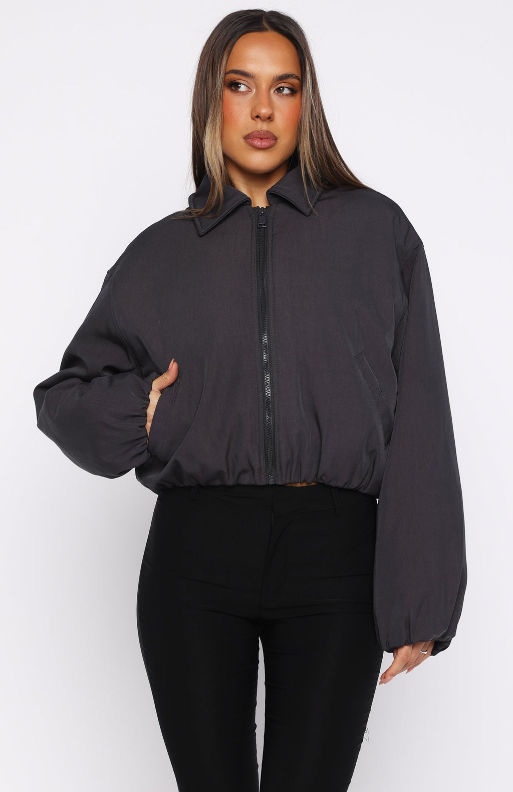 Back To Friends Jacket Charcoal