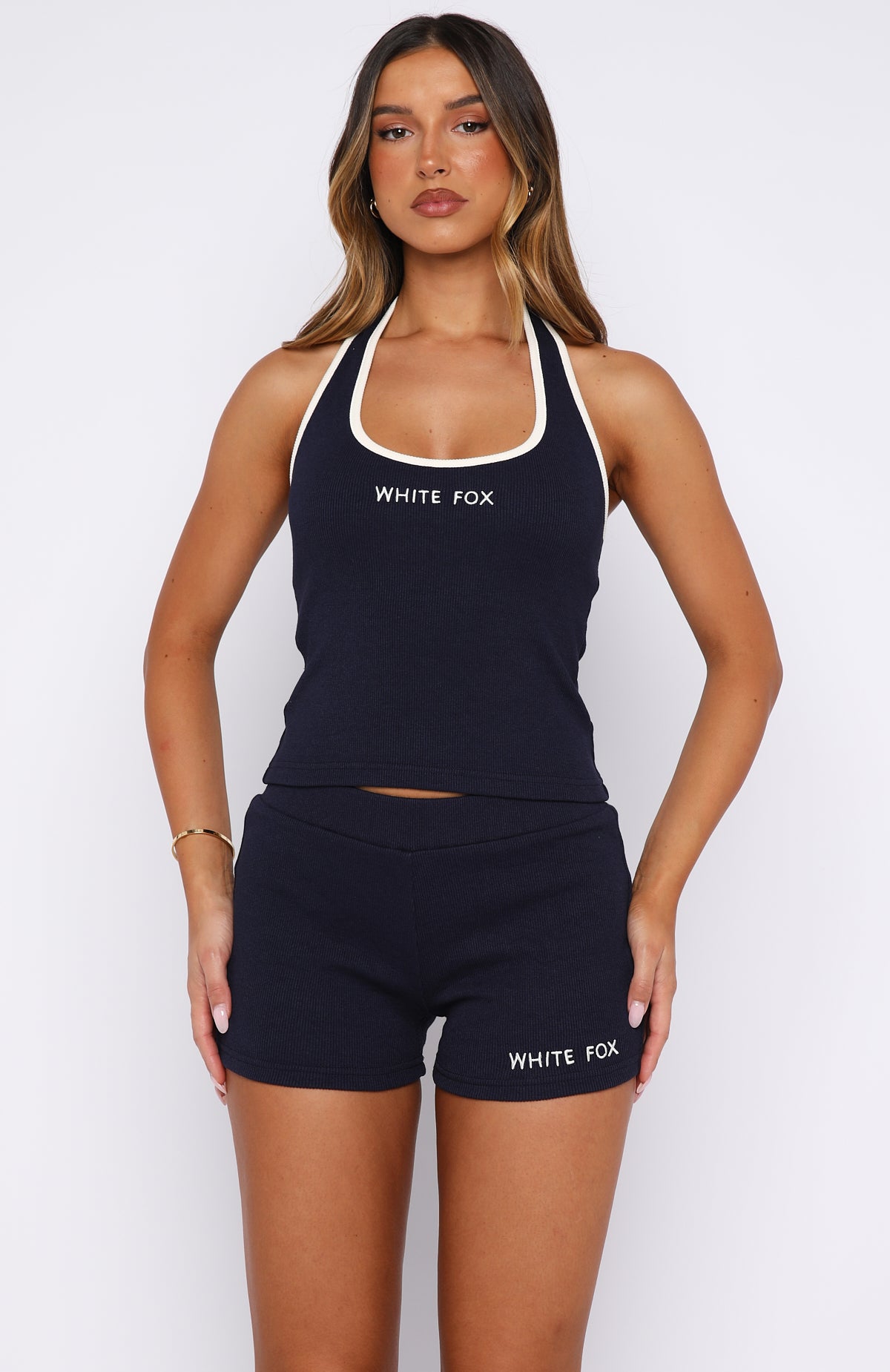 Doing My Best Ribbed Bike Shorts Navy