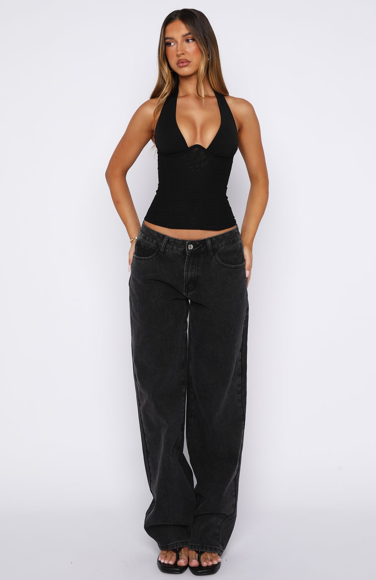 Hot Girl Halter Bustier Black