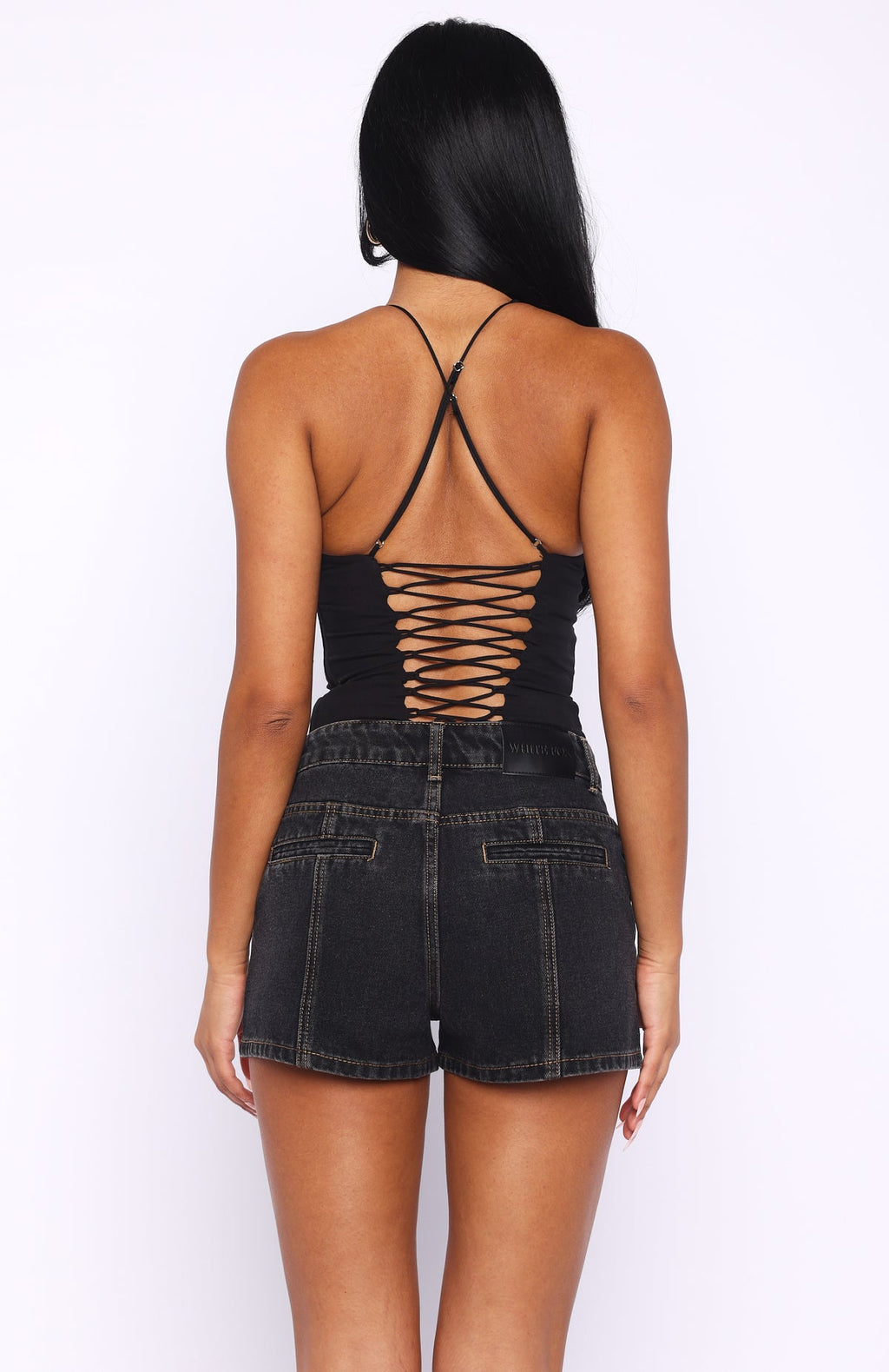 Whispers Of Us Denim Shorts Black Acid